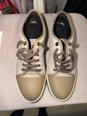 Lanvin Men's Low-Top Sneakers in Beige and Taupe